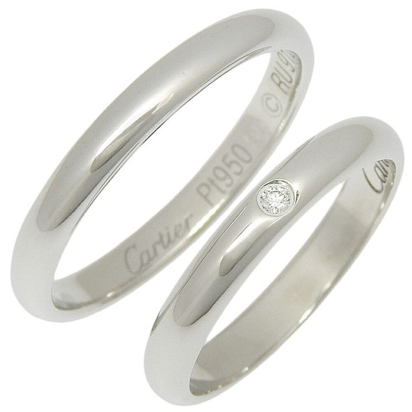CARTIER Wedding Rings 2 Sets 1 Diamond B4057748 Pt950 Platinum Unisex